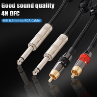 Preffair Dual 6.5mm to Dual Lotus Audio Cable Big Two Core 6.5mm Male to 2RCA Mixing Station Cable H