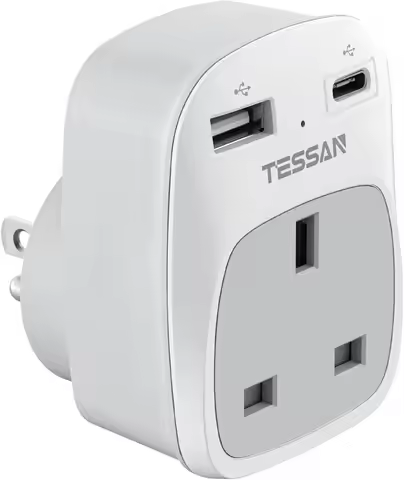 UK to US Plug Adapter with 2 USB Ports, Type G to Type B Travel Adaptor for USA