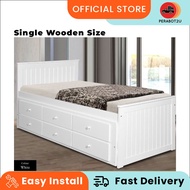 P2U XL Single Wooden Bed/Solid Wood Single Bed/Katil Kayu Bujang/ Export Quality / Bed Room Furnitur