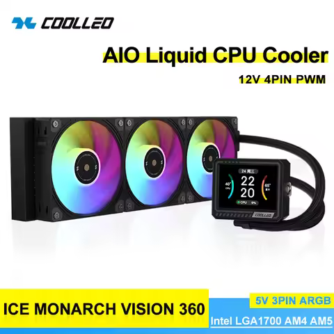 COOLLEO ICE MONARCH VISION 360 Water Cooling Radiator 3.5-inch High-Resolution IPS Display High-Perf