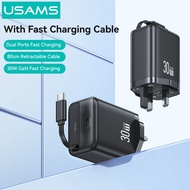 USAMS 65W USB C Charger Fsat Charging Type C GaN Charger With Cable (20/30/65W)