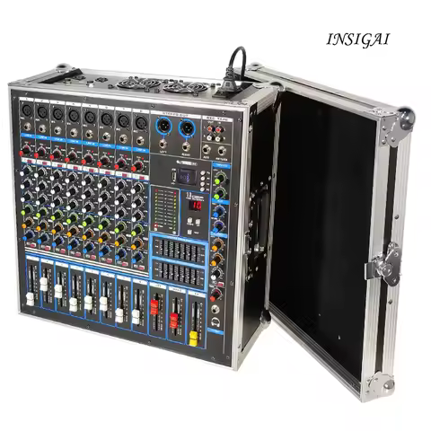 8-Channel Mixer with Carry Case Sound System Pro Controller Audio Mixer Console Karaoke Power Mixer 