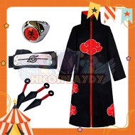 hiCosplayDy Kids Adult Naruto Akatsuki Cloak Anime Cosplay Costume Set Itachi Robe With Headband Rin