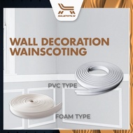 LH 3cm x 5meter Wainscoting PVC TYPE or FOAM TYPE Dinding Bingkai Wall Skirting Wall Decoration Line Photo Frame Line
