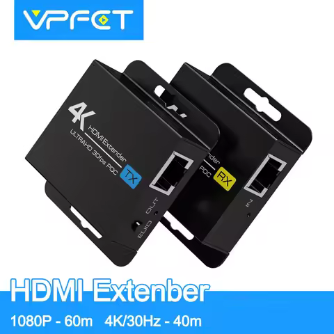 HDMI Extender Over Ethernet Cat5e/6 Up to 200Ft Adapter Converter Power Over Cat Support 4K30Hz 1080