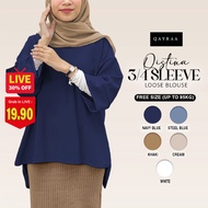 QAYRAA Thick Scuba 𝐎𝐯𝐞𝐫𝐬𝐢𝐳𝐞 Blouse Quarter Sleeve/Ironless 3/4 Sleeve Blouse/Free Size/Navy/Cream/Kh