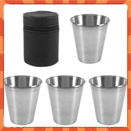 【Sunshinesea】Stainless Steel Shot Cups, Set of 4 Cups, Metal Shot Glasses, Stackable, Hip Flask Smal