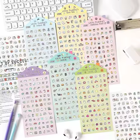 2 Sheets/pack Little Pudding Daily PET Stickers for Kids Journaling and Scrapbooking Hand Account Su