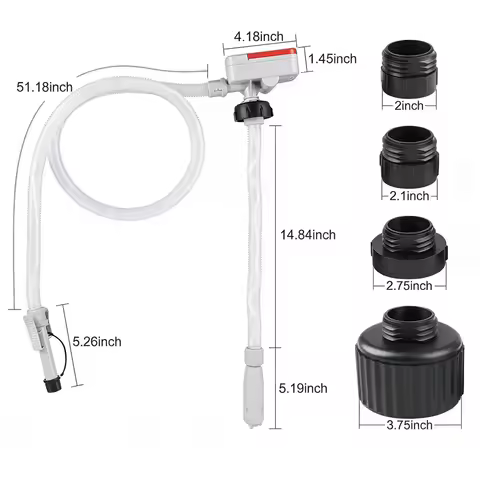 Auto-Stop Fuel Transfer Pump 3.2GPM Fast Flow 51'' Hose USB Battery Powered Portable 4 Adapters No-S