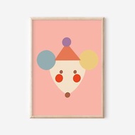 數位 老鼠頭像 (粉紅色背景)－數位下載嬰兒房海報