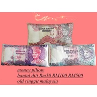 （READY STOCK）Money Pillow Bantal Duit Rm50 RM100 RM500  soft cotton high quality material old ringgit malaysia