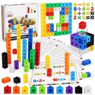 Number Blocks, Math Manipulatives 100 Snap Cubes with 30 Activity Cards, STEM Toy Learning Math Game