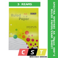 SPECTRA RP07485 70gsm 480's A4 Ruled Paper/Exam Sheet (Single Line) X 3 Reams