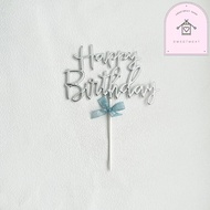 ป้ายHappy Biyrthday ป้ายปักเค้ก ป้ายHBD ป้ายปักเค้กวันเกิด ป้ายHBDเเต่งโบว์ ปลั๊กอิน ตกเเต่งเค้กวันเ