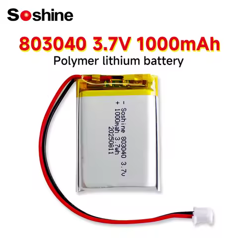 Soshine 3.7V 803040 1000mAh LIPO Batteries 803040 Lithium Li-Ion Polymer Battery for Remote Control 