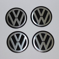 4PCS VW 55MM Flat Wheel Center Hub Caps Sticker Emblem Badge Decals Black G6C4