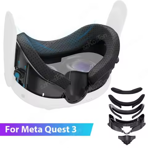 Facial Interface Face Cover for Meta Quest 3 VR with Anti-Light Nose Pad PU Leather Face Cushion for