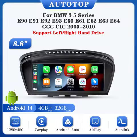 AUTOTOP 8.8" Android 13 Car Radio Touchscreen for BMW 5 3 Series E60 E61E62 E63 E90 E91E92 E93 Carpl