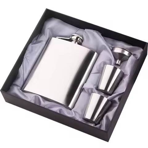 7 OZ Hip Flask Portable Flask & Funnel Set Solid Stainless Steel Pocket Whiskey Screw Small Flagons 
