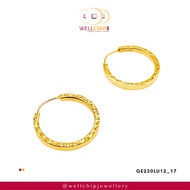 WELL CHIP Hoop Gold Ladies Earring- 916 Gold/Anting Emas Bulat - 916 Emas