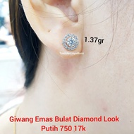 Anting Emas Giwang Solitaire Chelsea Amero Putih 750 17k