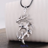 Stainless Steel Dragon Pendant Necklace Men's Leather Dragon Pendant Necklace