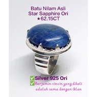 ★Natural Blue Sapphire★Cincin Batu Nilam Asli Burma★62.15CT★Silver  925★蓝宝石男庄戒指