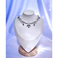 Dainty Silver Heart & Bow Necklace