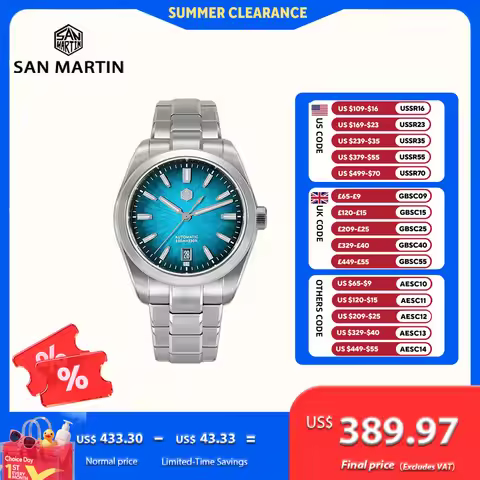San Martin 36/39/42mm JianZhan Watches For Men GADA Miyota 9015 Automatic Wristwatch BGW-X1 Swim Wat