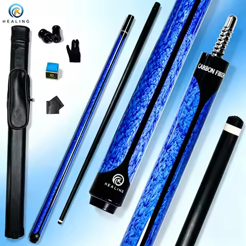 OKHEALING Carbon Fiber Billiard Cue Profession 1/2 Split Cue Stick Play Cue Lightweight Low Deflecti