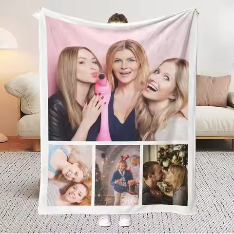 1Pc Customized Four-Grid Personalized Blanket to Witness Love and Gift to Your Loved One - High-Defi