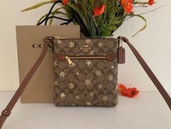 COACH- Mini Rowan File Bag Signature Canvas & Leather w Snowflake Print