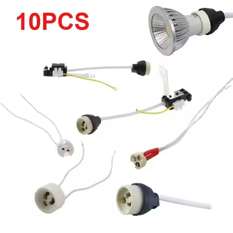 JOYINLED 1/10PCS GU10 Socket Ceramic Socket MR16 Ceramic Lamp Holder with Cable for LED and GU10 Bul