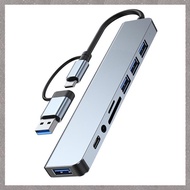 [M G L O] 8 in 2 USB +Type C HUB Docking Station with 3.5mm Audio Jack Adapter SD Card Reader Laptop