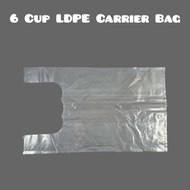 6 & 4 Cup LDPE Carrier Plastic Bag–Durable, Tear-Resistant & Convenient for Carrying Drinks Takeaway