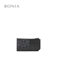 Bonia Black Dario Monogram Zip Card Holder