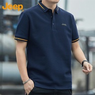 吉普（JEEP）短袖T恤男春夏季Polo商务休闲衫男士宽松潮流衣服男装 宝蓝 XL