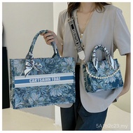 Beg Tote Baru 2025 dengan Rantai Mutiara, Beg Lukisan Minyak Monet's Garden, Beg Wanita dengan Selen