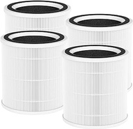 FCFMY 4 Packs AC400 True HEPA Replacement Filter Compatible with Purivortex AC400 Air Cleaner Purifier, 3-in-1 True HEPA and Activated Carbon Filter, White