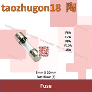 [3 Pcs] Glass Tube Fuse Fius 5mm X 20mm Fast Blow | F6A F7A F8A F10A F15A 6A 7A 8A 10A 15A