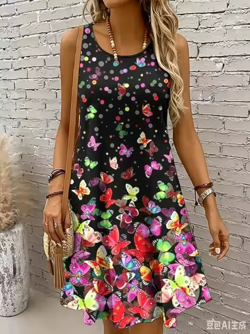 Women's Mini Dress A Line 3D Dress Summer Dress Vacation Casual Daily Regular Fit Graphic Plain Slee