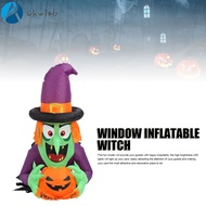 [Okwish] แม่มด4.43ft แตกออกมาจากหน้าต่างพองได้ไฟแอลอีดีแบบฝังเข้ากับสิ่งปลูกสร้างอุปกรณ์ประกอบฉากกลา