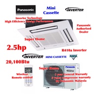 Panasonic 2.5hp Mini Cassette Inverter Aircond CS-S24SB4HW-1 &amp; CU-S24MBZ (Panel CZ-BT20EW-1) 4-Way Ceiling Mini Cassette Inverter Air Conditioner R410a (20,100Btu)