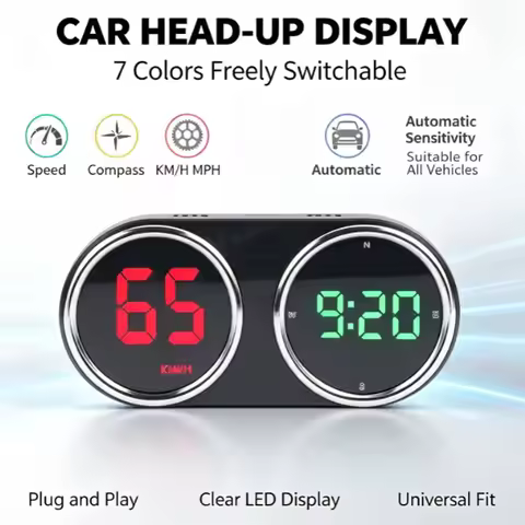 2025 New Car HUD Head Up Display GPS Speedometer KM/H MPH Switch 7 Colors Universal Car Head Up Disp