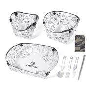 Portable Tableware Set  Thickened Foldable Bowl Cup Plate Cutlery Lightweight Camping Utensils with 