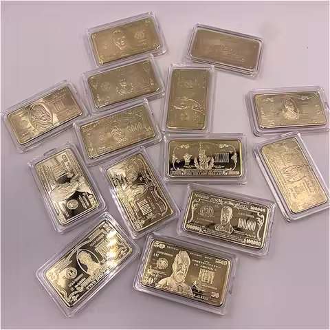 24K Gold Plated US Dollar Commemorative Bar – American Currency Collectible Souvenir Gift Million Bi
