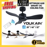 YOUKAIN Optimum 668 DC Smart Ceiling Fan YJ-668 36 / 46 / 52 inch Smart Life Google Alexa Compatible