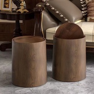[48H Shipping] Retro faux wood grain trash can for home use, flip-top, large capacity, suitable for 