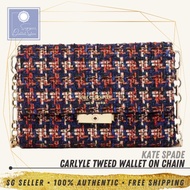 [SG SELLER] Kate Spade KS Carlyle Tweed Fabric Wallet on Chain Orange Multi Fabric Wallet