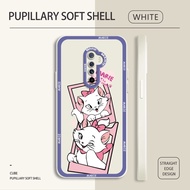 For Oppo Reno Ace Reno 2 Reno2 F Reno2 Z Reno 10x zoom R17 Pro Case Cute Anime White Cat Back Cover Square Edge Phone Softcase Anti-Knock Casing